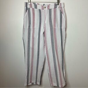 Liz Claiborne Red White And Blue Linen Blend Pant Size L Large